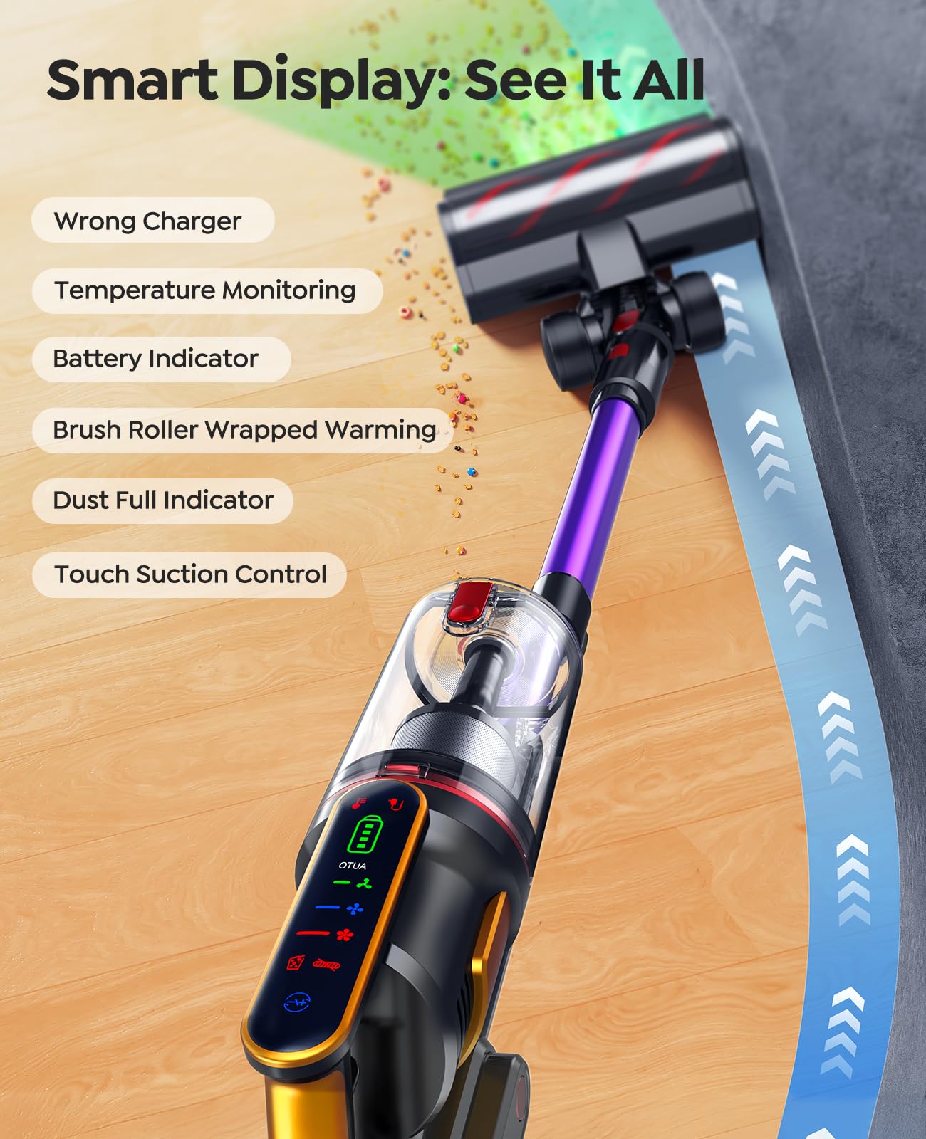FIEETY Cordless Vacuum Cleaner 650W 55KPa with Pet Brush