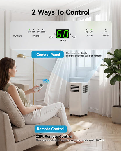 FEELFUNN 8000 BTU Portable Air Conditioner - 3-in-1 Quiet AC