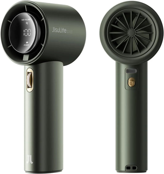Portable Handheld Fan,Speed(1-100) Adjustable Turbo Mini Fan,5000mAh Battery Rechargeable Personal Fan with Metal Body,Digital Display,Gifts for Women Men Travel/Camping/Outdoor-Grey