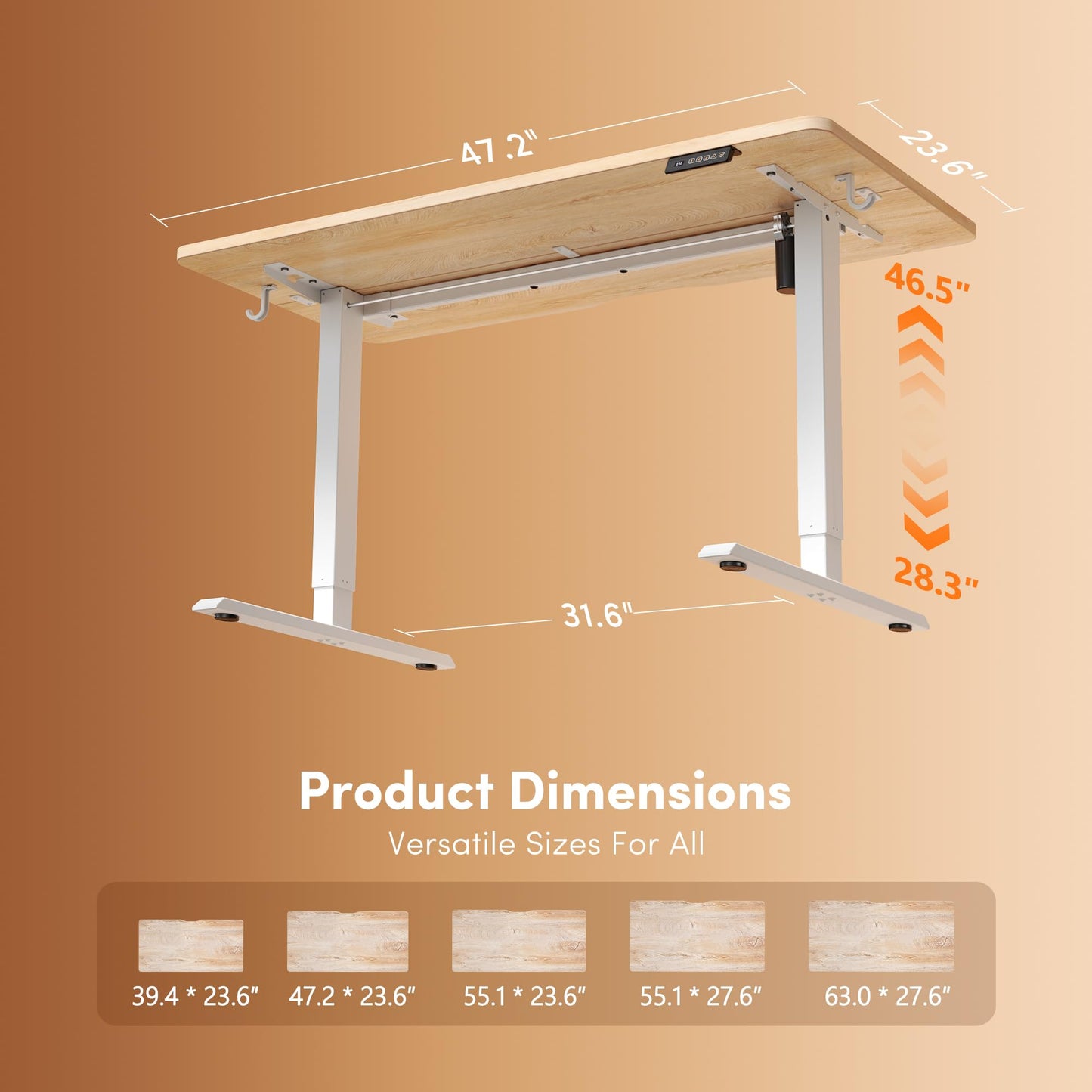 FEZIBO Electric Height Adjustable Standing Desk - 48x24 Inches