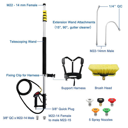 JANZ Aluminum 24 FT Telescoping Pressure Washer Wand
