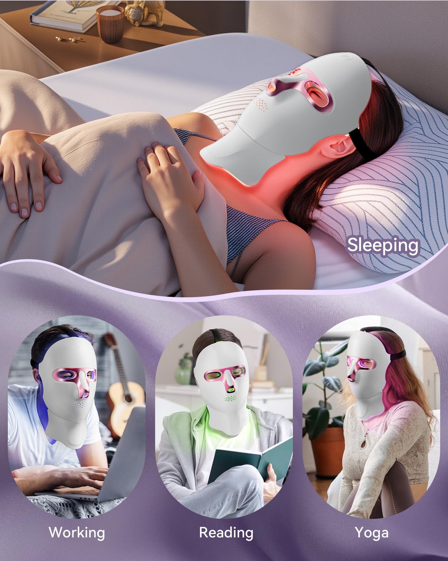 FOLOKE Red Light Therapy LED Face Mask - Cordless & USB C