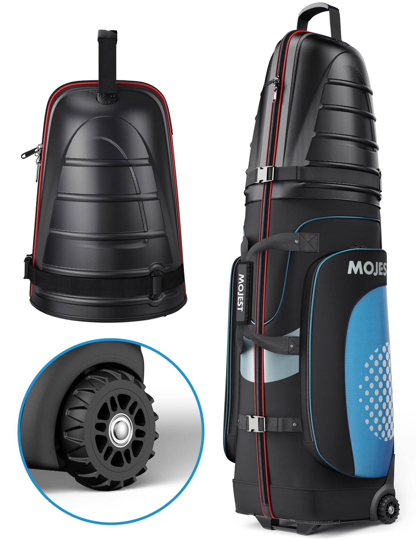 MOJEST Golf Travel Bags with Wheels, Hard Case, 1680D Oxford