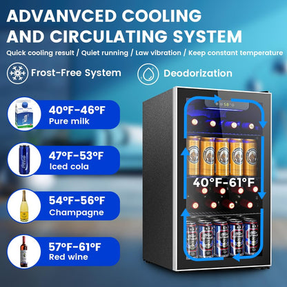 ELECTACTIC Mini Fridge 130 Can Beverage Cooler, 3.2 Cu.Ft