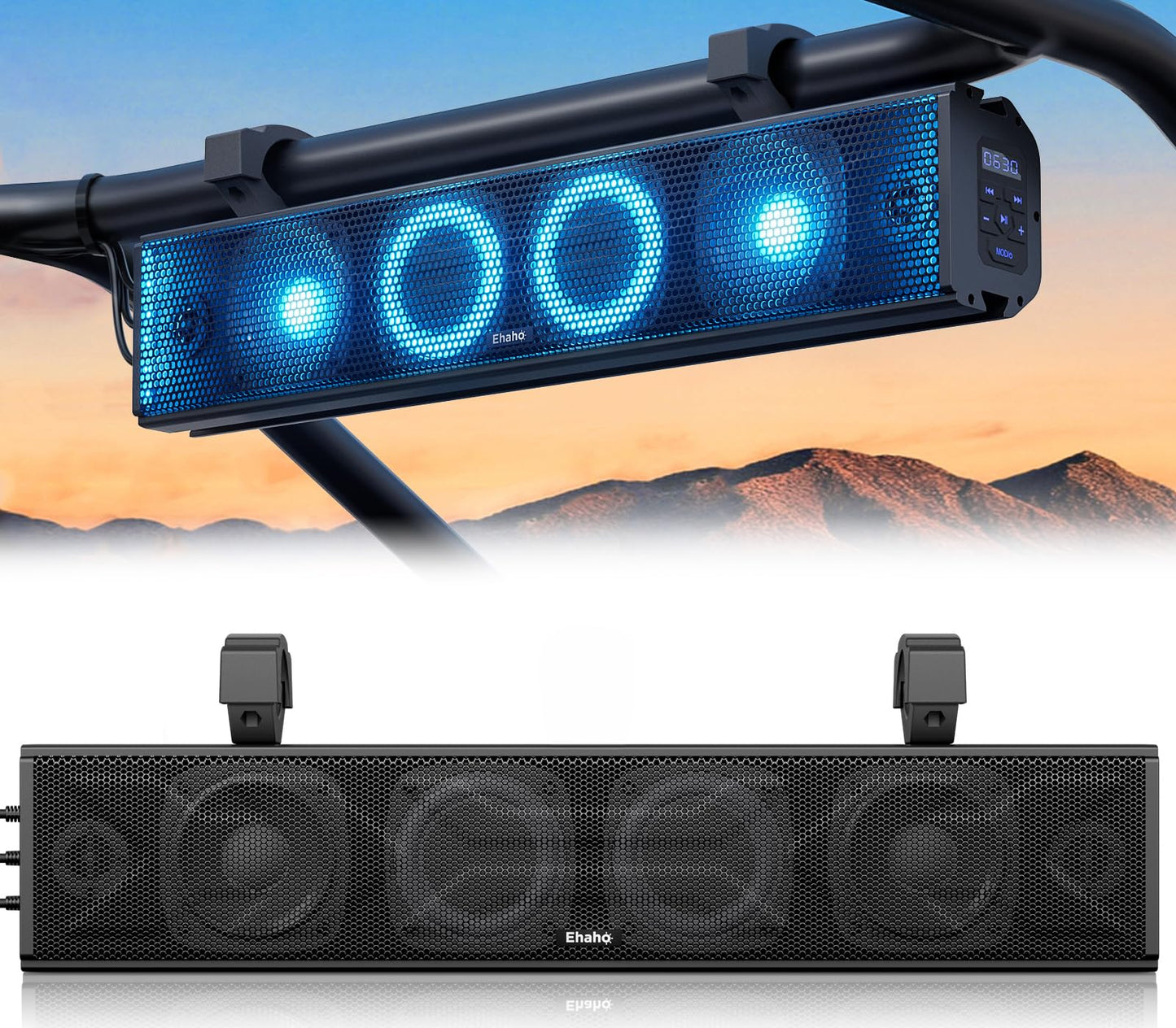 EHAHO 25 Inch UTV Sound Bar with Bluetooth & RGB Lighting