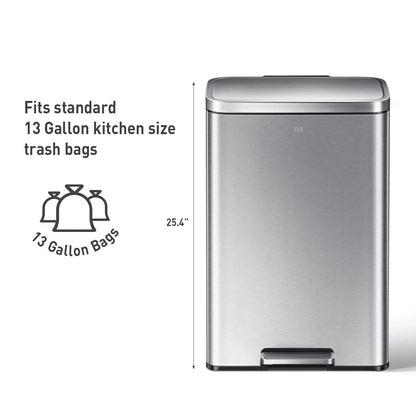 EKO Madison Brushed Stainless 50L Step Trash Can