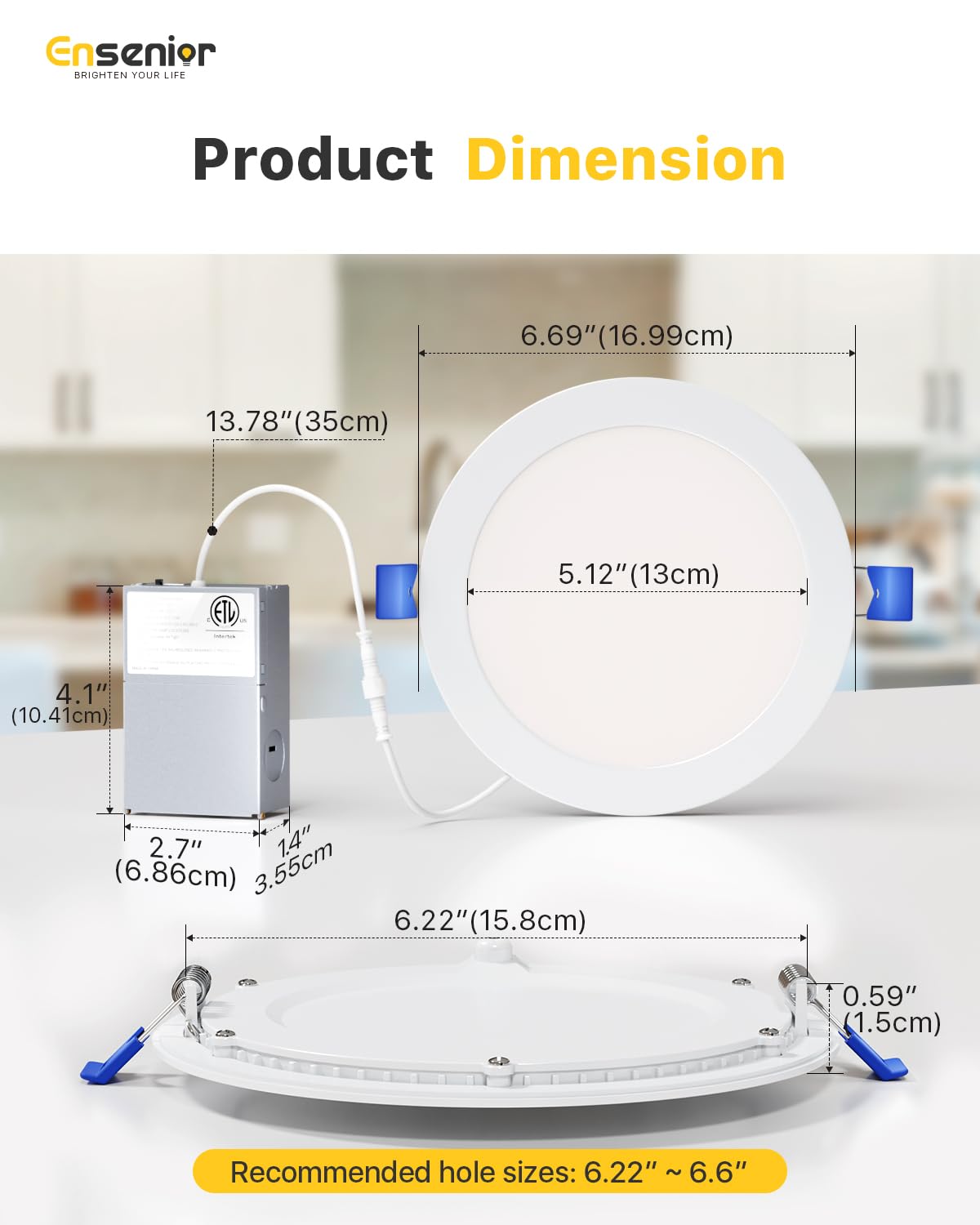 ENSENIOR 24 Pack LED Recessed Ceiling Lights - Dimmable 1200LM