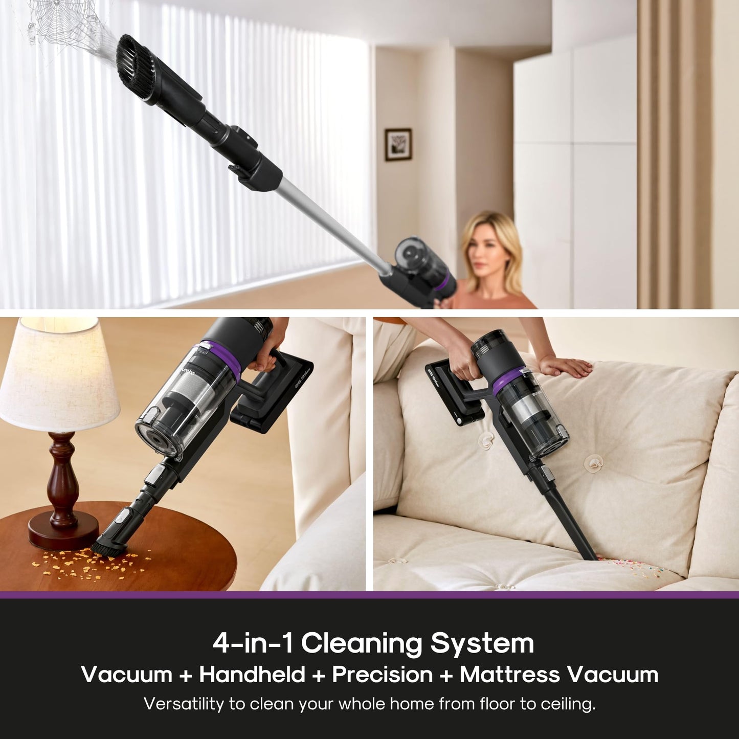 EUREKA ReactiClean 410 Cordless Vacuum - 50 Min Runtime, 5.5 lbs