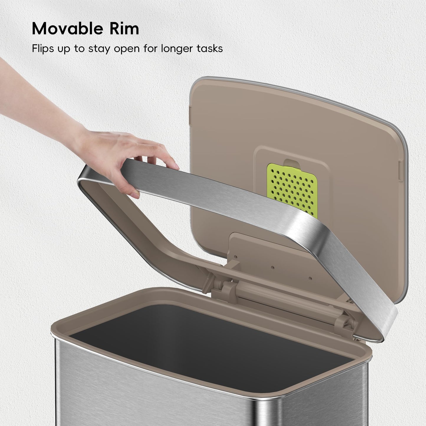 EKO Hudson Matte Stainless 75L Step Trash Can with Storage