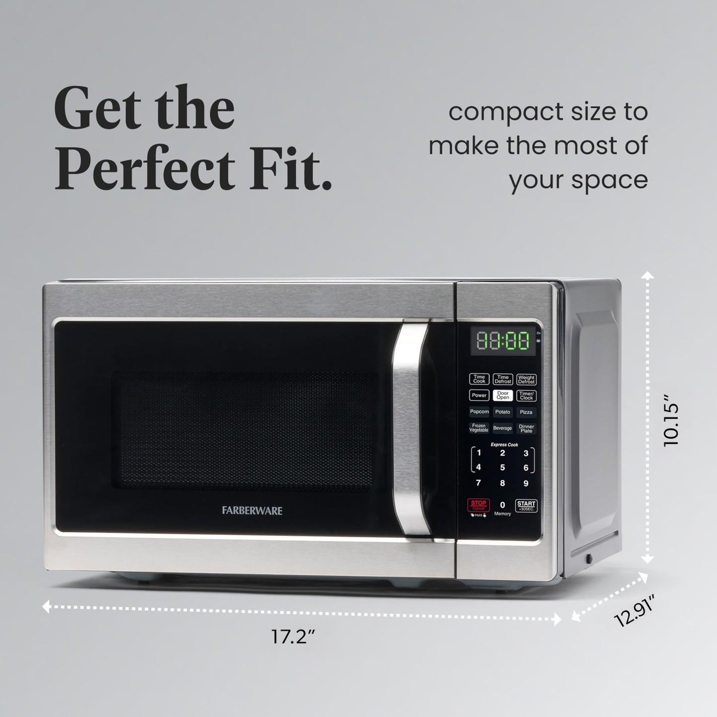 FARBERWARE 0.7 Cu. Ft. Microwave Oven – 700W, Auto Cook, Stainless