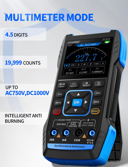 FNIRSI 2C53T Handheld Oscilloscope 50MHz, 3IN1 Multimeter