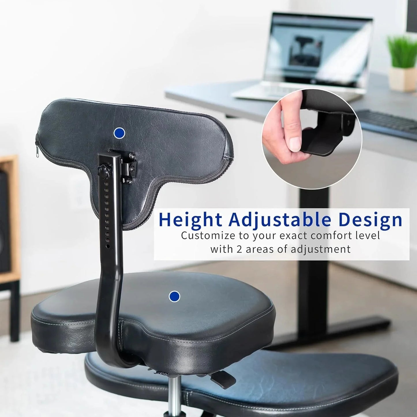 VIVO Cross-Legged Office Chair – Adjustable Height Floor Chair with Back Support for Yoga, Meditation, and ADHD (Black, CHAIR-CL02B-R)