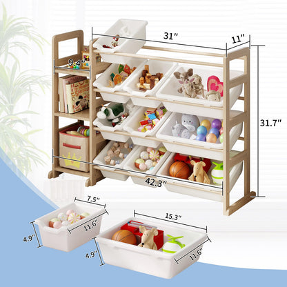 EXPERLAM Toy Storage Organizer with Bookshelf & 12 Bins