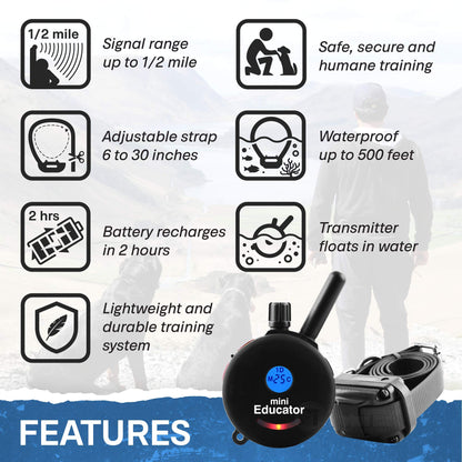EDUCATOR ET-300 Black Mini E Collar for Dog Training Remote