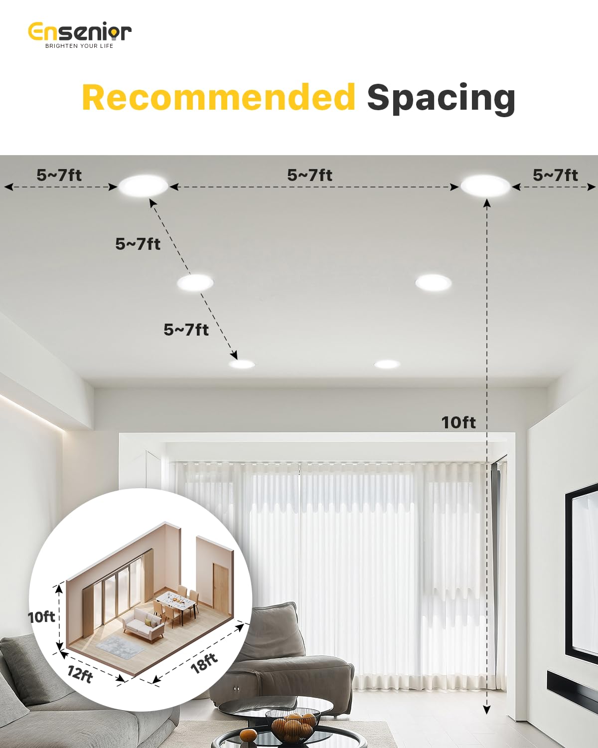 ENSENIOR 24 Pack LED Recessed Ceiling Lights - Dimmable 1200LM