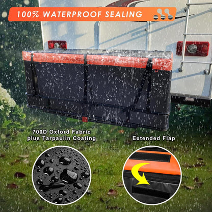 Folding hitch mounted cargo basket 60" With hook stabilizer, net and straps