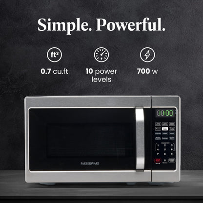 FARBERWARE 0.7 Cu. Ft. Microwave Oven – 700W, Auto Cook, Stainless