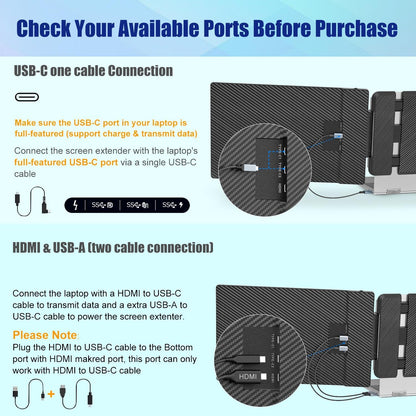 KEFEYA Laptop Screen Extender 14" FHD Portable Monitor