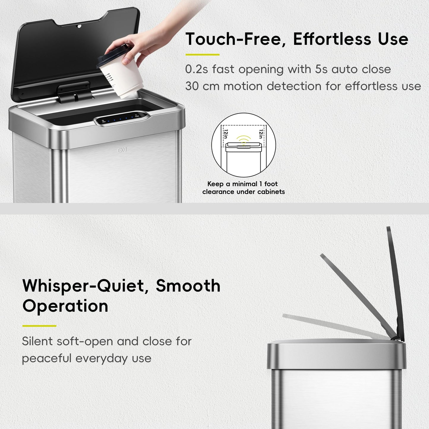 EKO Mirage-T Touchless Motion Sensor Trash Can 50L