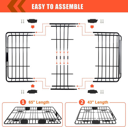 Folding hitch mounted cargo basket 60" With hook stabilizer, net and straps