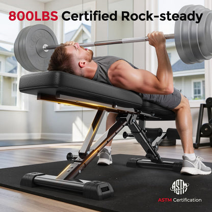 FLYBIRD WB5 Adjustable Weight Bench - 800LBS Capacity, Foldable