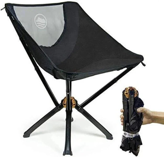 Cliq Camping Chair - Most Funded Portable Chair in Crowdfunding History. | Bottle Sized Compact Outdoor Chair | Sets up in 5 Seconds | Supports 300lbs | Aircraft Grade