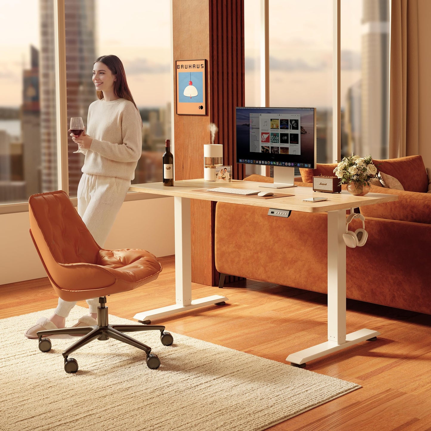 FEZIBO Electric Height Adjustable Standing Desk - 48x24 Inches