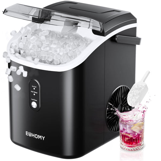EUHOMY Nugget Ice Maker Countertop - 34lbs Per Day, Portable
