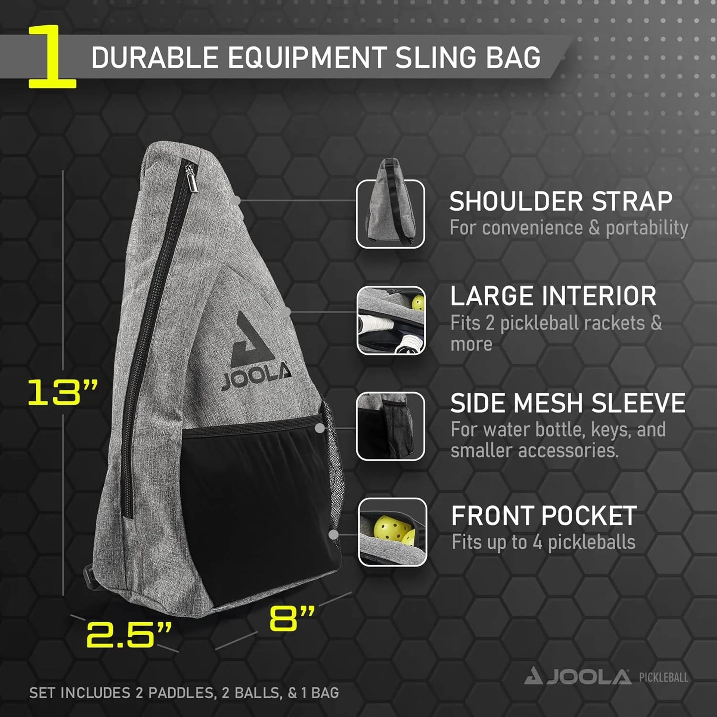 Essentials Pickleball Paddles with Reinforced Fiberglass Surface and Honeycomb Polypropylene Core