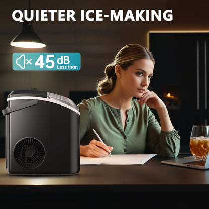 EUHOMY Nugget Ice Maker Countertop - 34lbs Per Day, Portable