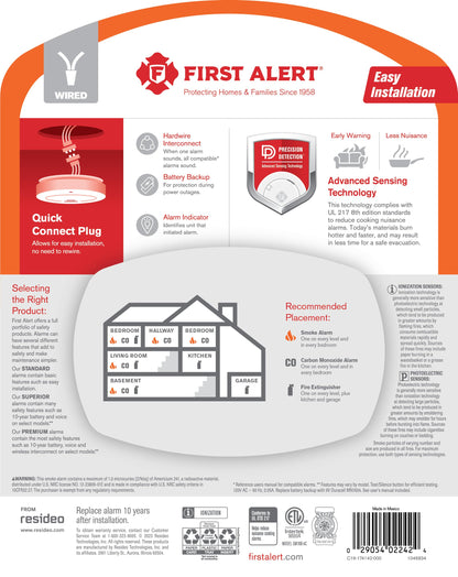 FIRST ALERT SMI100-AC Hardwire Smoke Alarm with Battery Backup